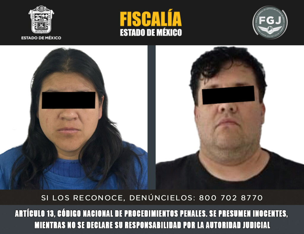 Agentes de la Fiscalía General de Justicia del Estado de México (FGJEM) cumplimentaron orden de aprehensión contra Víctor Armando “N”, alias “El Teniente” y Lizbeth “N”, alias “La Coronel”